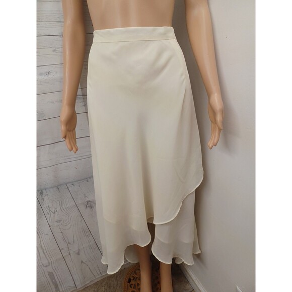 Alisson Woods Maxi Skirt Long Chiffon Flowy Ivory Cream Sz 18W Skirt Layered - Picture 1 of 6